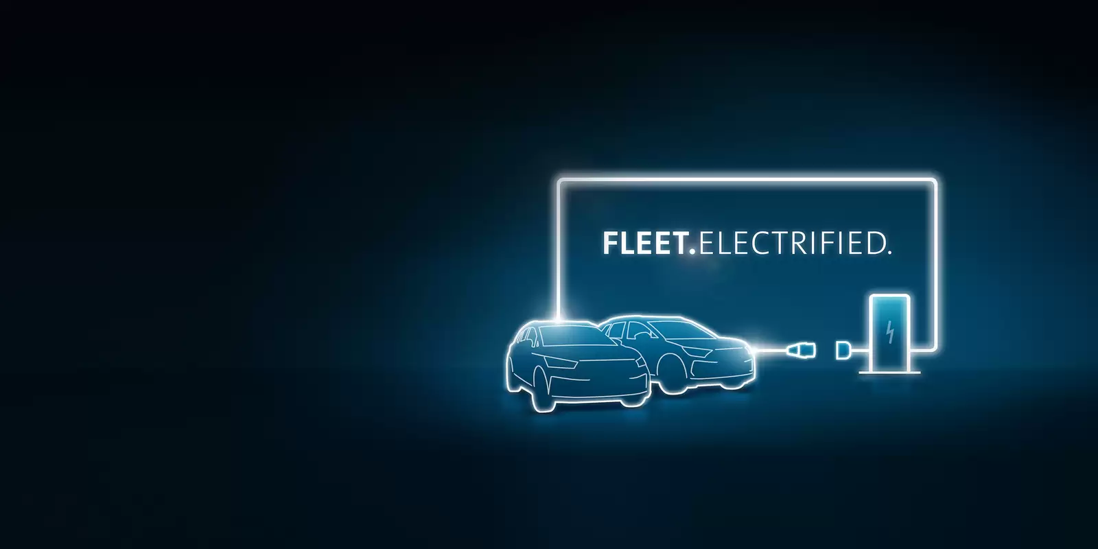 Fleet.Electrified Logo auf dunklem Hintergrund